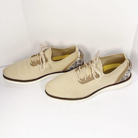 Cole Haan Original Grand Beige Lace Up Loafers Faux Snake Print Womens 10 B - Picture 5 of 16